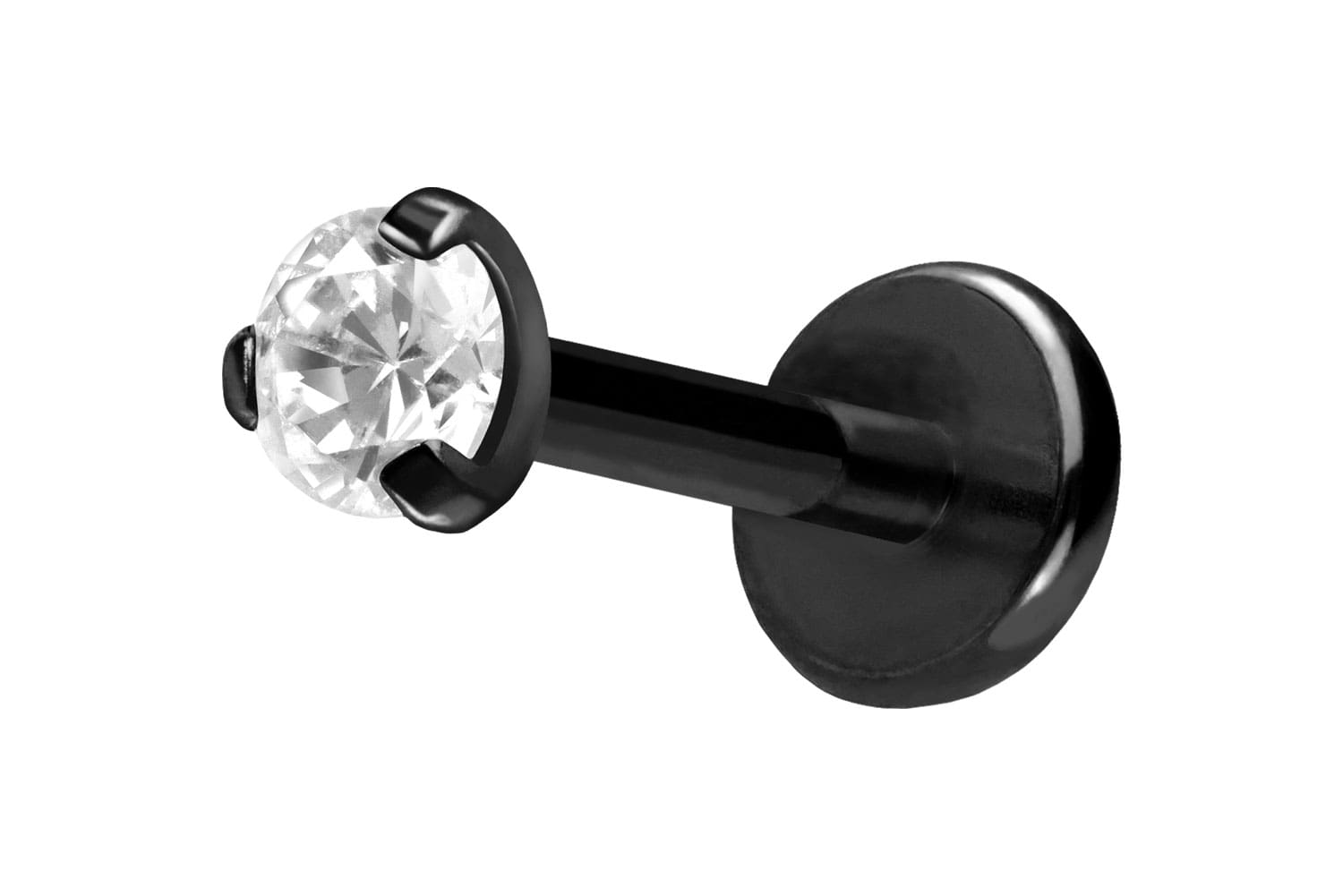 Titan Labret Piercing mit Push Fit EINGEFASSTER KRISTALL